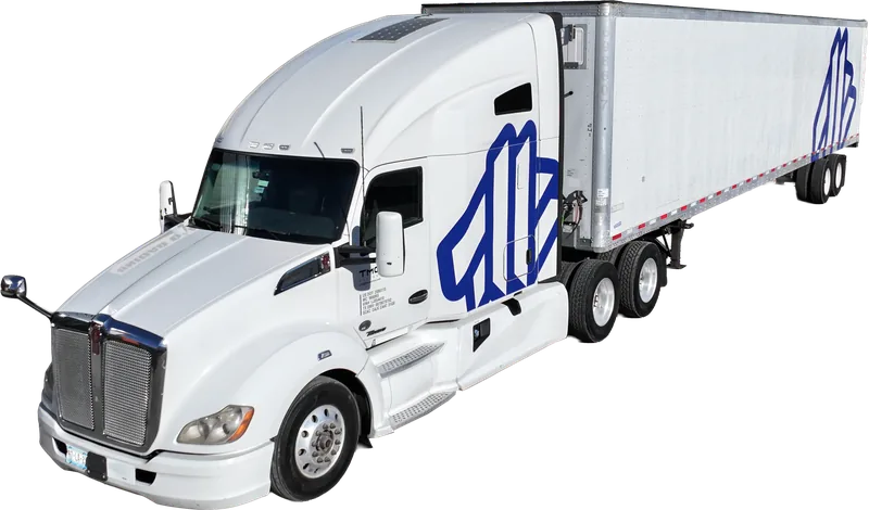 TMO Express tractor-trailer seen from the front and above